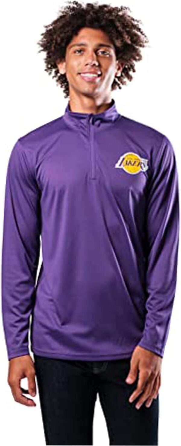 Ultra Game Men's NBA Quarter Zip Long Sleeve Pullover T-Shirt - Image 3