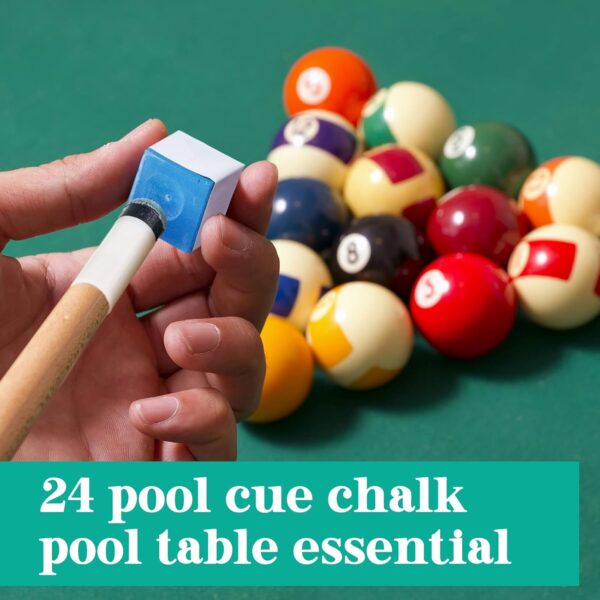 Junkin 24 Pool Cue Chalks and 24 Billiard Cue Tips Replacement Kit with Ferrules Blue Chalk Pool Stick Accessories for Table Chalk Cubes Screw on Billiard Tip for Home Tournament Use - Image 5