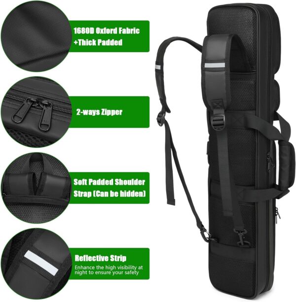 Pool Cue Case - 4x4 Padded Pool Cue Bag - Holds 4 Butts and 4 Shafts, Multiple Accessory Pockets - Image 5