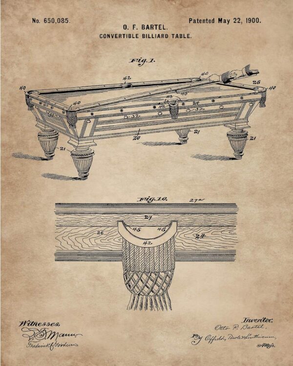 ArtCantHurtU Billiards Accessories Pool Game Room Wall Decor Billiard Table Equipment Pool Balls Billiard Set Chalk Atlas Que Poster Sign Patent Prints 8"x10" (Set of 6) - Image 8
