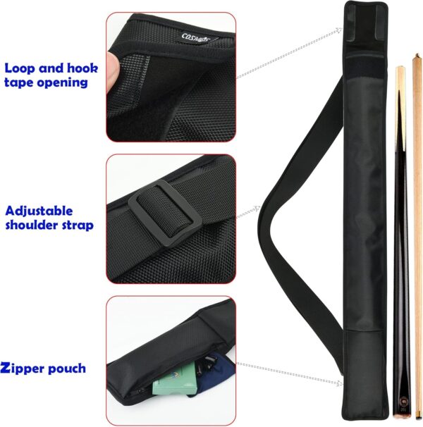 Cosmos Billiard Pool Cue Stick Carrying Case Bag Snooker Cue Stick Storage Pouch Holder for 1/2 Billiard Cue Stick (Holds 1 Butt / 1 Shaft) (Black Color) - Image 3