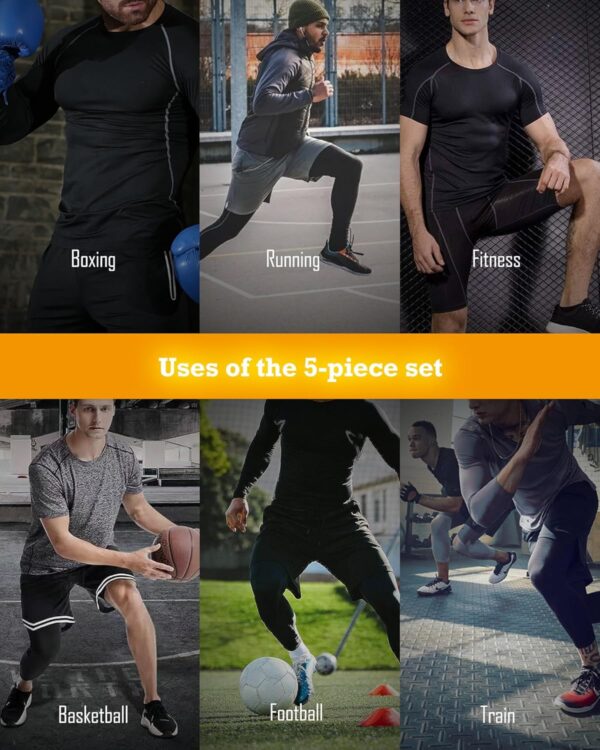 BOOMCOOL 5PCS Gym Clothes for Men Workout Sets - Image 7