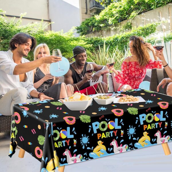 Pool Party Birthday Decorations Tablecloth,Summer Pool Party Table Cloth Pool Party Decorations Summer Table Cover Spool Party Tablecloth for - Image 6