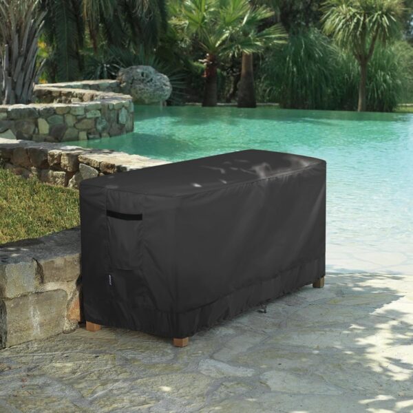 Patio Deck Box Cover Waterproof Outdoor Rectangular Storage Bench Cover 62L x 30W x 26H inch, Black - Image 8