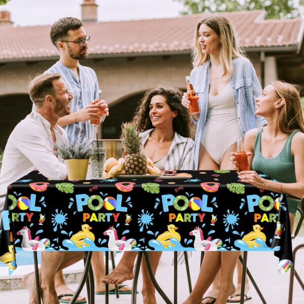 Pool Party Birthday Decorations Tablecloth,Summer Pool Party Table Cloth Pool Party Decorations Summer Table Cover Spool Party Tablecloth for - Image 3