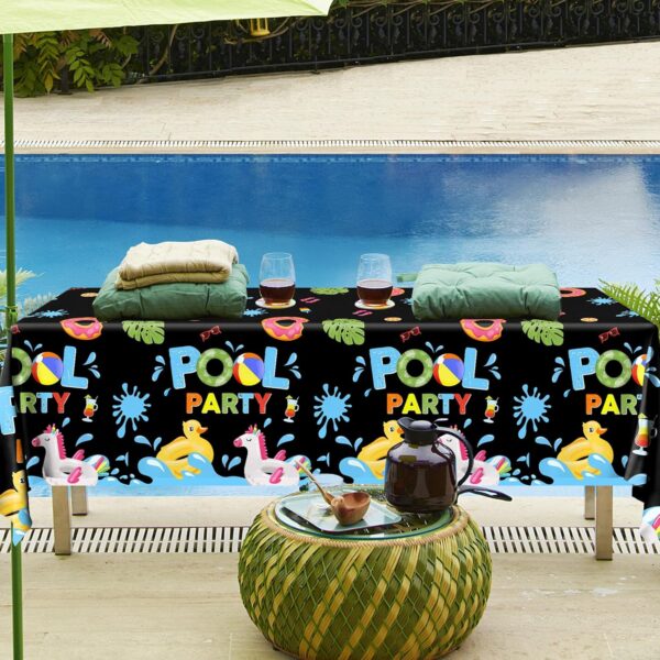Pool Party Birthday Decorations Tablecloth,Summer Pool Party Table Cloth Pool Party Decorations Summer Table Cover Spool Party Tablecloth for - Image 4