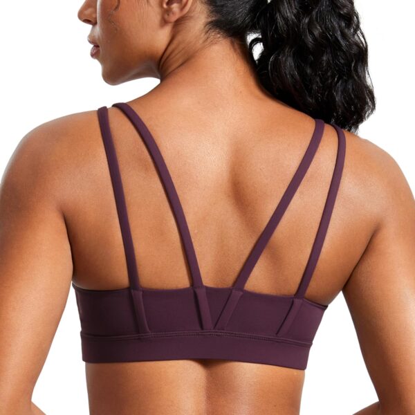 CRZ YOGA Butterluxe V Neck Sports Bras for Women - Molded Cup Workout Top Double Spaghetti Straps Wireless Yoga Clothes - Image 2