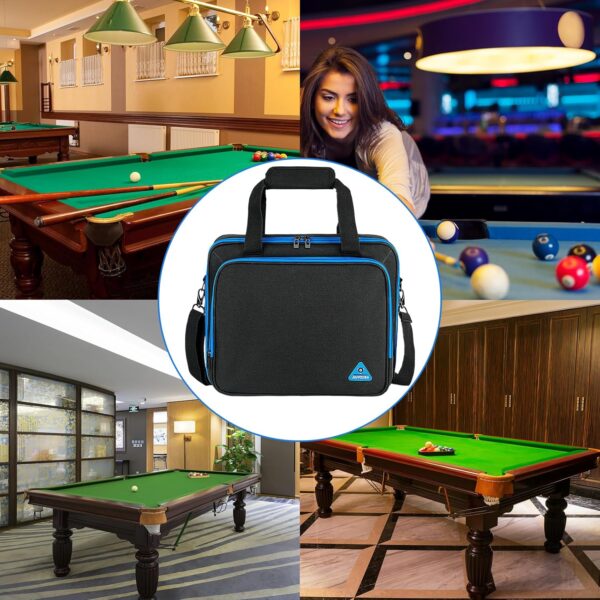 Pool Ball Case, Billiard Balls Carrying Bag with Shoulder Strap, Padded Travel Cue Ball Storage Box for One Set of Billiards Balls 2-1/4'' and Accessories, Black - Image 7