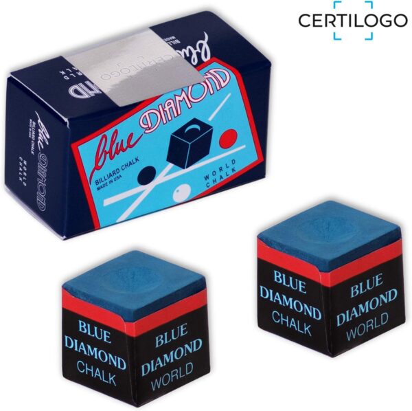 Blue Diamond Billiard Pool Cue Chalk w/Certilogo protection - 4 pcs by Longoni - Image 4