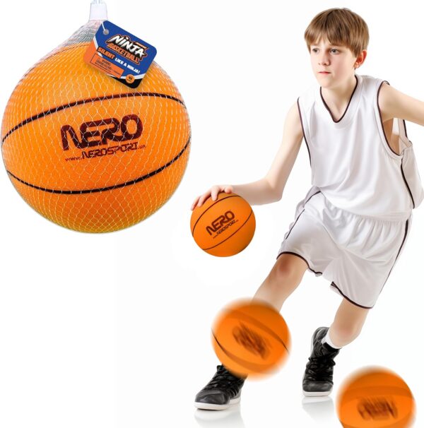 Ninja Silent Basketball- Soft Foam Indoor Basketball Size 3 (7 inches) | Soundless Basketball for Quiet Dribbling and Indoor Training (Ball in Bag) - Image 3