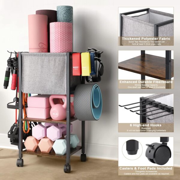 Yoga Mat Storage Rack Home Gym Equipment Workout Equipment Organizer Yoga Mat Holder for Dumbbell,Kettlebell and More Gym Accessories Gym Essentials Women Men Fitness Exercise Equipment Organization - Image 3