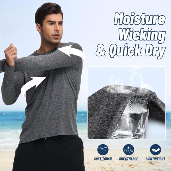 3 Pack Long Sleeve Shirts for Men - Dry Fit Moisture Wicking UV Sun Protection T-Shirts for Fishing Workout Athletic - Image 5