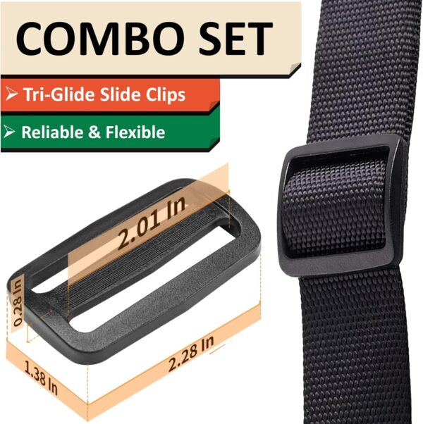 2 Inch Nylon Webbing Strap with Plastic Tri-Glide Slide Clips, 10 25 50 Yards Heavy Duty Nylon Strapping for Indoor or Outdoor Gear, DIY Crafting, Repairing - Image 5