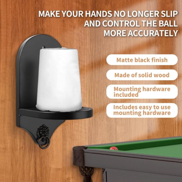 Billiards Accessories: Wall Mounted Pool Chalk Holder, with a Natural Wood, Black Finish - Image 8