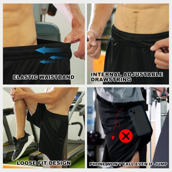 BALENNZ Athletic Shorts for Men with Pockets and Elastic Waistband Quick Dry Activewear - Image 3