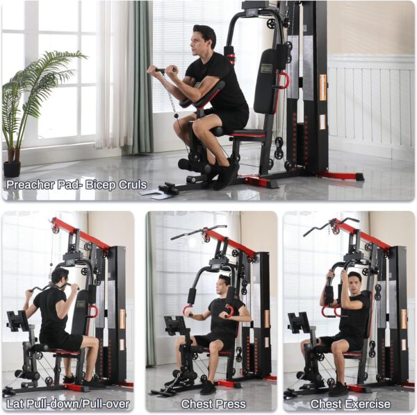 Home Gym, Multifunctional Workout Equipment with Leg Press, Exercise Equipment for Home with Pulley System, Home Gym Equipment for Full Body Strength Training - Image 6