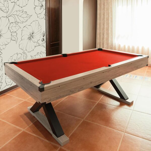 7 FT Billiard Tables, Pool Table with 2 Cue Sticks, Billiard Balls, Cues, Cleaning Brush, X-Legs, 84" L x 46.5" W x 32.7" H - Image 7