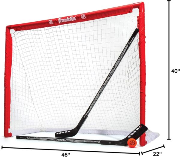 Franklin Sports NHL Youth Street Hockey Set - (2) Kids Junior Hockey Sticks, PVC Goal + Roller Hockey Ball Included - Indoor + Outdoor Net - 46", Red - Image 9