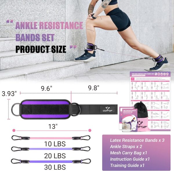 Ankle Resistance Bands with Cuffs, Ankle Bands for Working Out, Ankle Band Cuff for Kickbacks Hip, Leg Glute Exercise Equipment with Training Poster, Resistance Band with Ankle Cuffs for Women - Image 5