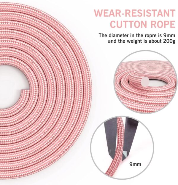 FITMYFAVO Jump Rope Cotton Adjustable Skipping Weighted jumprope for Women，Adult and Children Athletic Fitness Exercise Jumping Rope (Pink) - Image 3