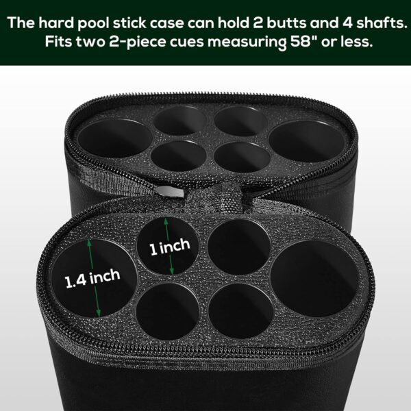 Deekin 2 x 4 Hard Oval Pool Cue Billiard Stick Carrying Case Pool Cue Case Billiard Cue Cases for 2 Stick 6 Holes Hard Pool Cue Case with 2 Chalk, 32 x 5.5 x 3.75 Inches - Image 5