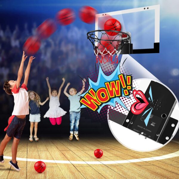 Indoor Basketball Hoop Boys Gifts for Teens and Adults Door Room Basketball Hoop Mini Hoop with Electronic Scoreboard, 3 Balls and Batteries Basketball Toys for 8 9 10 11 12 - Image 3