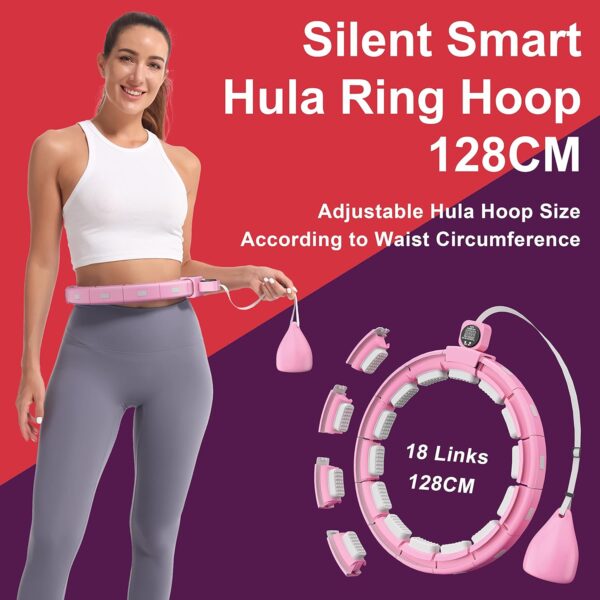 Weighted Workout Hoop for Adult Weight Loss - 50" Plus Size Silent Smart Waist Fitness Circle with Ball - Abs Exercise Equipment for Home… - Image 8