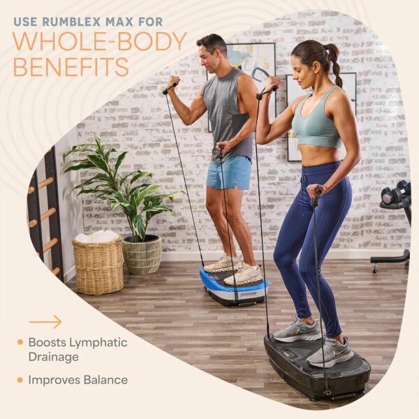 Lifepro Rumblex Max 4D Black Vibration Plate Exercise Machine with Loop Resistance Bands for Home Fitness Shaping Training Recovery Tone & Strength - Image 3