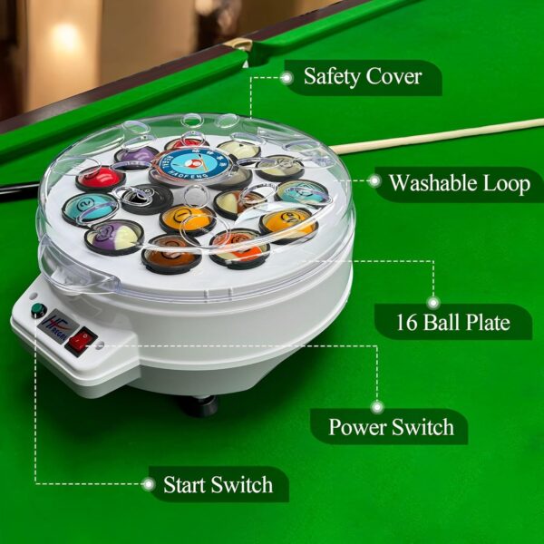 Pool Ball Cleaner Machine Automatic Pool Ball Polisher Electronic Billiard Ball Polishing and Cleaning Machine for 16 Billiard and Snooker Balls (16 Balls) - Image 5