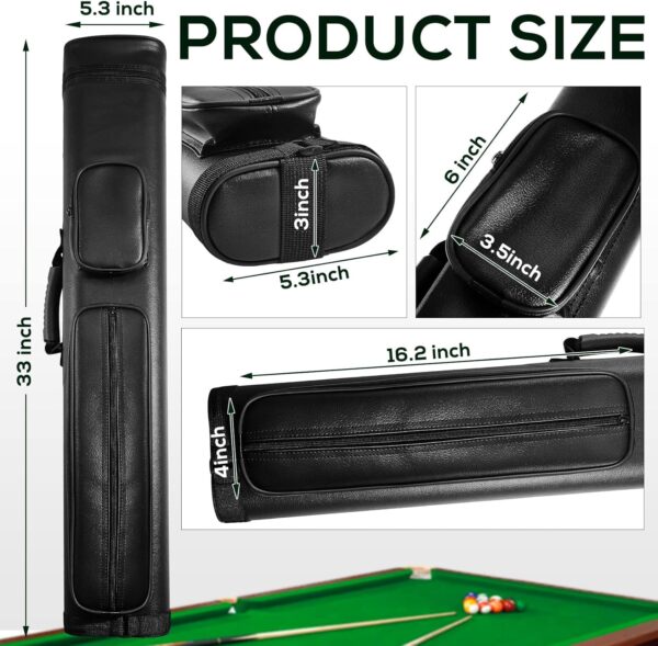 Deekin 2 x 4 Hard Oval Pool Cue Billiard Stick Carrying Case Pool Cue Case Billiard Cue Cases for 2 Stick 6 Holes Hard Pool Cue Case with 2 Chalk, 32 x 5.5 x 3.75 Inches - Image 3