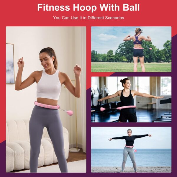 Weighted Workout Hoop for Adult Weight Loss - 50" Plus Size Silent Smart Waist Fitness Circle with Ball - Abs Exercise Equipment for Home… - Image 7