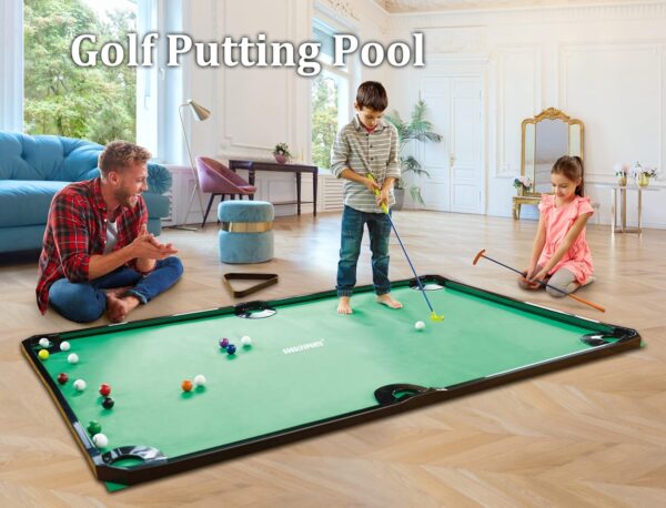 Golf Game -Combining Mini Pool Table & Golf - World’s Largest Putting Green Indoor，Putting Mat 108.2" L x 57.4" W，Golf Pool Indoor Family Game - Image 6