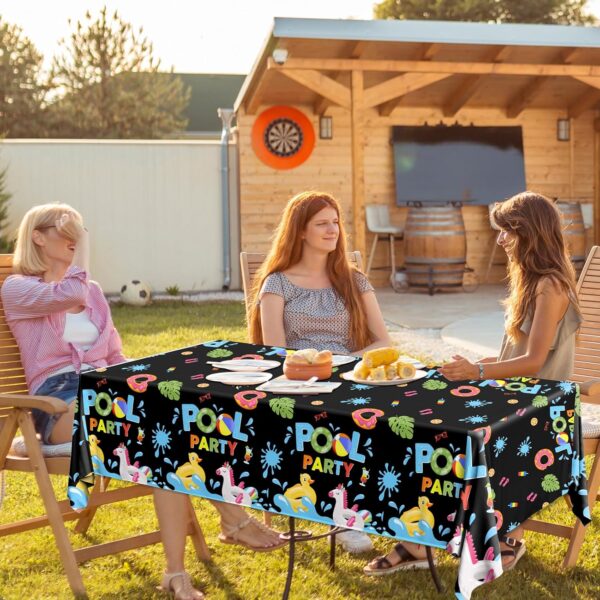 Pool Party Birthday Decorations Tablecloth,Summer Pool Party Table Cloth Pool Party Decorations Summer Table Cover Spool Party Tablecloth for - Image 5