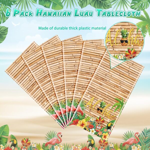 6Pcs Hawaiian Luau Tablecloth Tiki Party Tablecloths Tropical Table Cloth Plastic Disposable Rectangle Table Covers for Tiki Bar Tropical Summer Beach Pool Birthday Party Decorations ,108x 54 Inch - Image 5