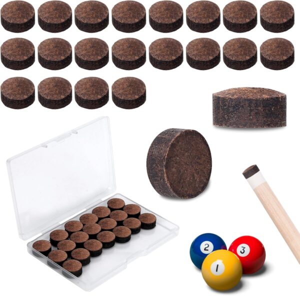 Mozeat Lens Billiard Pool Cue Tips Pool Stick Replacement Tips with Storage Box for Pool Cues and Snooker Supplies - Image 2