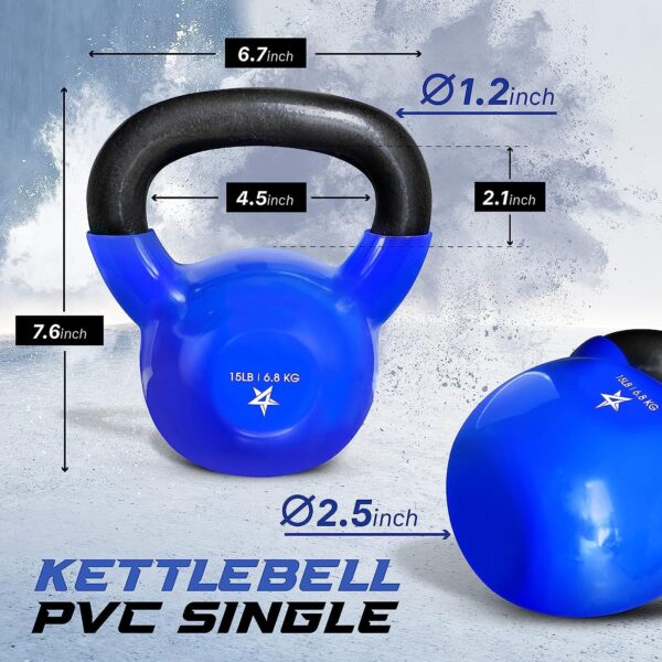 Yes4All 5-65lbs Kettlebells Vinyl Coated Cast Iron for Dumbbell Weights Exercises, Gym, Fitness, Full Body Workout Equipment Push up, Grip and Strength Training - Image 3