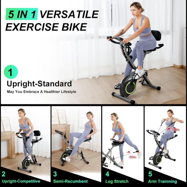 Foldable Exercise Bike Stationary Bikes for Home, 5 IN 1 Indoor Workout Bike, Cycling Bike with 16-Level Quiet Magnetic Resistance, 6.6 LBS Flywheel and 300LBS Capacity, 2025 Designed 817 X-bike - Image 7