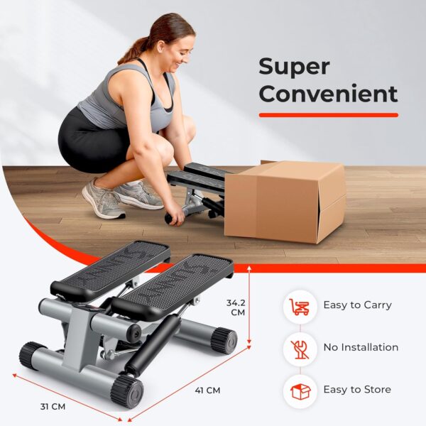 Sunny Health & Fitness Mini Steppers for Exercise at Home, Stair Step Workout Machine with Optional Resistance Bands, Full Body Cardio Equipment, Optional Free SunnyFit App Connection Smart Stepper - Image 7