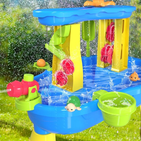 VATOS 3 Tier Sand Water Table with Table Cover, Kids Splash Sand Table Water Toys for Aged 3 4 5 6 7 8 9, Summer Water Activity Table Beach Backyard Garden Outdoor Toy for Toddler Kids, Medium - Image 5