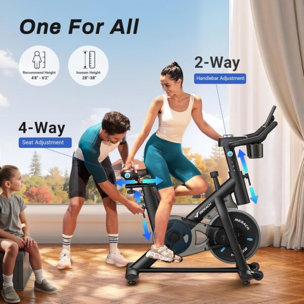 MERACH Exercise Bike, Brake Pad Stationary Bike with Exclusive App, Low Noise Indoor Cycling Bike with 300lbs Weight Capacity, Tablet Mount and Fitness Courses for Weight Loss - Image 7