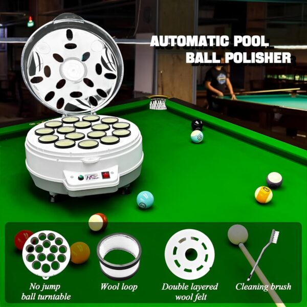 Pool Ball Cleaner Machine Automatic Pool Ball Polisher Electronic Billiard Ball Polishing and Cleaning Machine for 16 Billiard and Snooker Balls (16 Balls) - Image 3