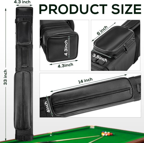 Deekin 3 x 6 Pool Stick Case Hard Billiard Cue Carrying Storage Pouch Table Accessories 9 Holes PU Bags with 2 Pieces Chalk Cubes - Image 3