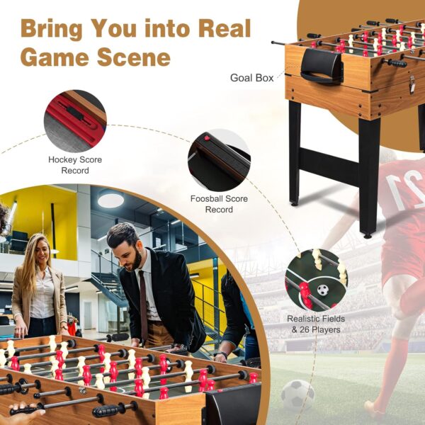 Goplus 48 Inch Game Table, 3-in-1 Combo Table Set w/Adult Size Foosball Table, Pool Table, Slide Hockey Table, Multi Game Table w/Billiard, Soccer & Hockey for Arcade, Party, Family Night, Game Room - Image 6