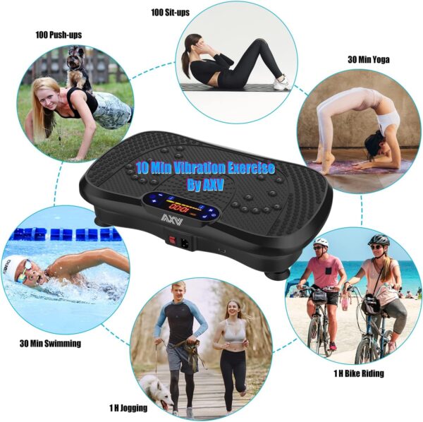 AXV Vibration Plate Fitness Platform Exercise Machine Vibrating Lymphatic Drainage Shaking Full Body Shaker Workout Vibrate Stand Shake Board Sport Gym for Weight Loss Fat Burner for Women Men - Image 3