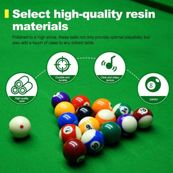 Pool Shark Authentic Billiard Balls Professional/Amateur Set High-End Pure Polyresin 2-1/4-inch Balls Complete 16pcs Set - Image 6