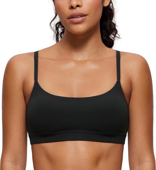 CRZ YOGA Womens Butterluxe Adjustable Spaghetti Strap Sports Bra - Scoop Neck Wireless Padded Yoga Workout Crop Top - Image 2