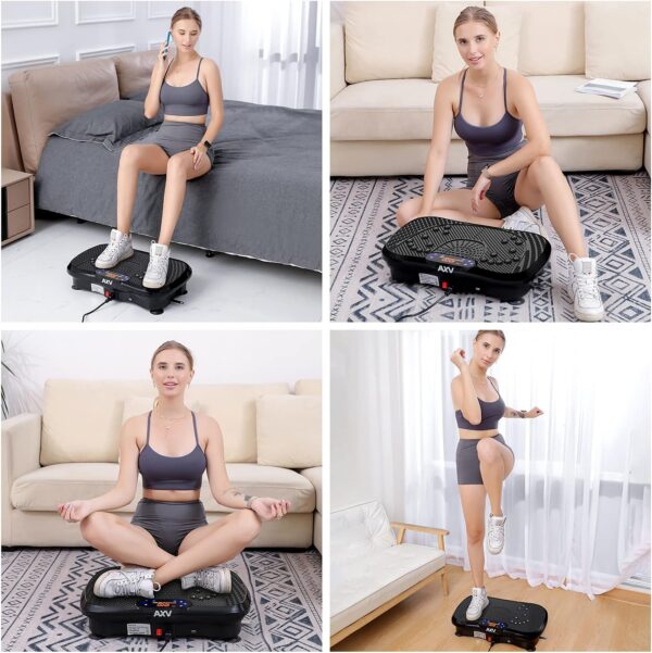 AXV Vibration Plate Fitness Platform Exercise Machine Vibrating Lymphatic Drainage Shaking Full Body Shaker Workout Vibrate Stand Shake Board Sport Gym for Weight Loss Fat Burner for Women Men - Image 9