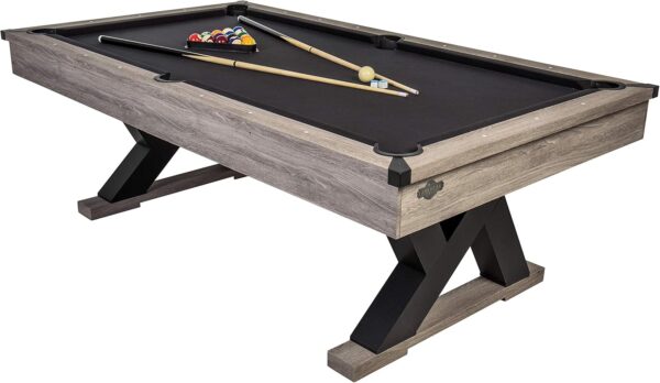 American Legend Kirkwood 90” Billiard Table with Rustic Finish, K-Shaped Legs and Black Cloth, Brown - Image 2