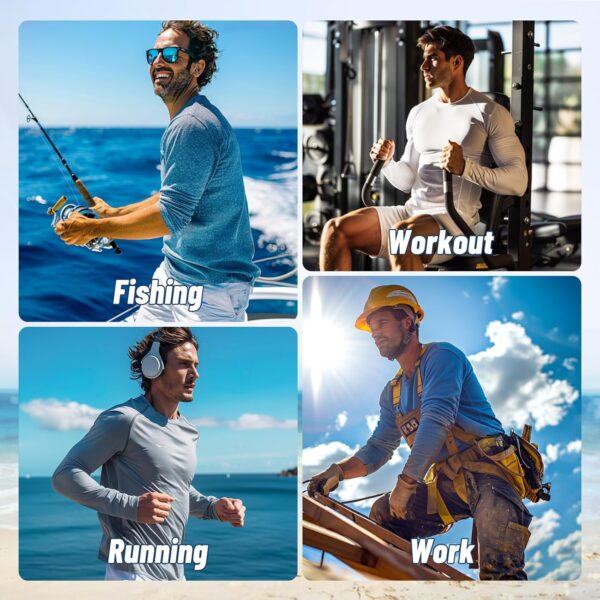 3 Pack Long Sleeve Shirts for Men - Dry Fit Moisture Wicking UV Sun Protection T-Shirts for Fishing Workout Athletic - Image 6