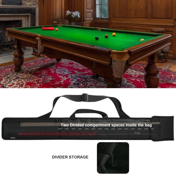 Cosmos Soft Cue Stick Case Bag - 1x1 Billiard Pool Stick Case Carrying Bag - 1/2 Billiard Cue Stick Bag Pool Cue Holder for Storage 1 Butt and 1 Shaft (2-Pieces), Padded Layer with Zipper Pocket - Image 8